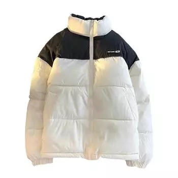 Зимние женские короткие куртки и пальто из хлопка на пуху, свободные лоскутные толстые парки для студентов M бежевый