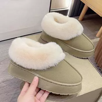 Зимние женские короткие плюшевые теплые зимние ботинки, повседневная обувь, новые замшевые ботильоны «Челси» на плоской подошве, женская обувь на платформе, Botas 36