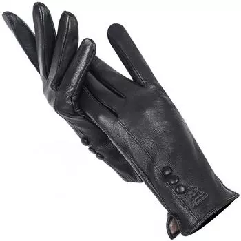 Зимние женские кожаные перчатки с имитацией оленьей кожи, уличные теплые перчатки хорошего качества 7 чёрный