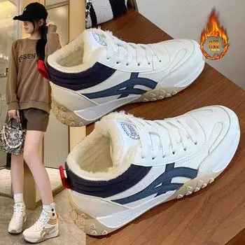 Зимние женские кроссовки Forrest Gump с высоким берцем и бархатом 2024 года, толстая подошва, NK858 39 чёрный