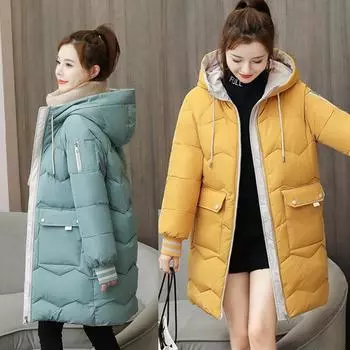 Зимние женские куртки, пальто, длинные парки, модные пуховые пальто с капюшоном, толстые теплые куртки, ветрозащитные повседневные пальто S синий