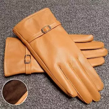 Зимние женские модные перчатки из овчины, черные теплые настоящие кожаные перчатки для вождения мотоцикла, нарядные спортивные рабочие кожаные перчатки