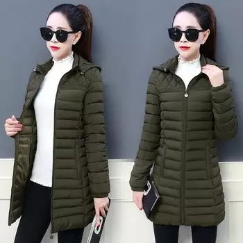 Зимние женские модные повседневные длинные однотонные пальто, утепленные теплые хлопковые куртки 6XL чёрный