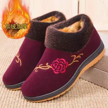 Зимние женские мягкие хлопковые туфли, модные повседневные утолщенные теплые хлопковые туфли 35 чёрный