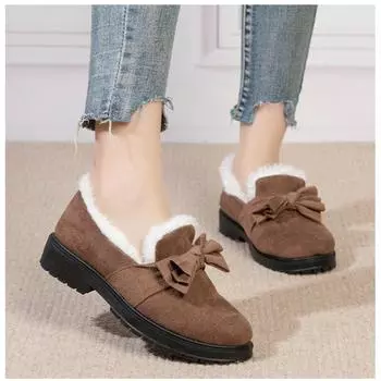 Зимние женские мягкие хлопковые туфли, модные повседневные утолщенные теплые хлопковые туфли 36 чёрный