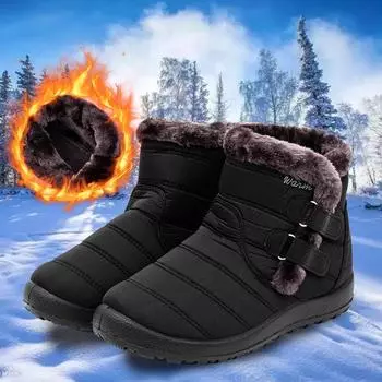 Зимние женские непромокаемые зимние ботинки большого размера, повседневная женская теплая хлопковая обувь, плюшевая женская обувь 36 красный