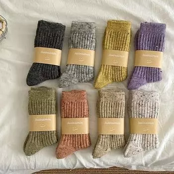 Зимние женские носки шерстяные кашемировые толстые теплые длинные носки японские модные однотонные теплые носки для сна рождественские подарки жёлтый