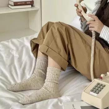 Зимние женские носки шерстяные кашемировые толстые теплые длинные носки японские модные однотонные теплые носки для сна рождественские подарки жёлтый