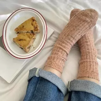 Зимние женские носки шерстяные кашемировые толстые теплые длинные носки японские модные однотонные теплые носки для сна рождественские подарки жёлтый