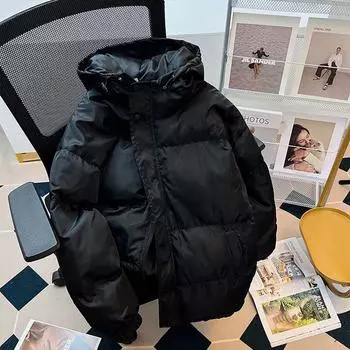 Зимние женские парки с капюшоном, водонепроницаемые теплые утепленные зимние женские холодные пальто, однотонные свободные куртки с хлопковой подкладкой, женские 2023 M чёрный