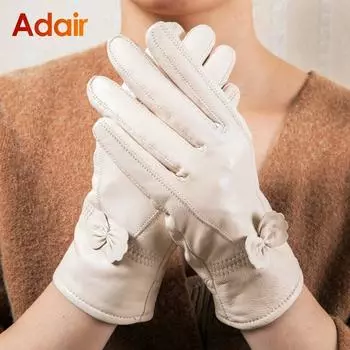 Зимние женские перчатки из натуральной кожи, перчатки из овчины, высокое качество, утолщенные, теплые, бархатные, с бабочкой, корейские модные женские туфли ST226 China&One Size