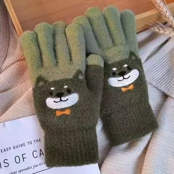 Зимние женские перчатки с толстым и теплым сенсорным экраном милые и способные