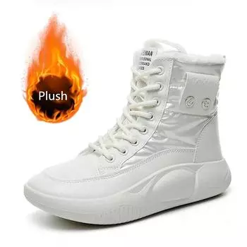Зимние женские плюшевые хлопковые ботинки, новые нескользящие короткие зимние ботинки из хлопка на толстой подошве, теплая хлопковая обувь, женская обувь 35