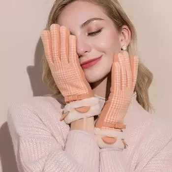 Зимние женские плюшевые перчатки, перчатки для сенсорного экрана, ветрозащитные, морозостойкие, стильные студенческие перчатки One size зелёный