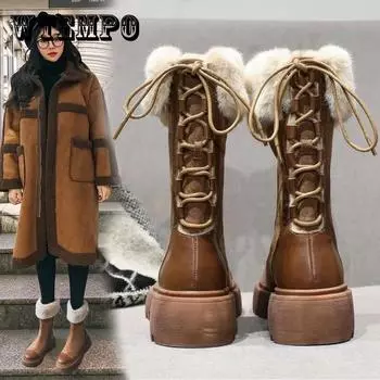 Зимние женские полусапоги, зимняя обувь из плотного флиса и хлопка, зимние короткие сапоги средней длины на толстой подошве 40