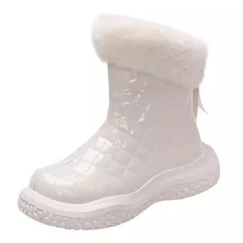 Зимние женские сапоги Hairy Mouth Snow Boots, новые зимние женские сапоги с круглым носком, с завышенной внутренней молнией сзади, короткие сапоги из плюша, сохраняющие тепло, из хлопка 35