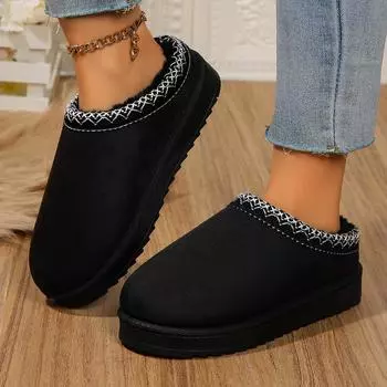 Зимние женские сапоги из кашемира, теплые, толстые подошвы, без каблука, покрытые волосами, полутапочки из хлопка, теплые сапоги из кашемира 36