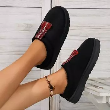 Зимние женские сапоги из кашемира, теплые, толстые подошвы, без каблука, покрытые волосами, полутапочки из хлопка, теплые сапоги из кашемира 36 серый