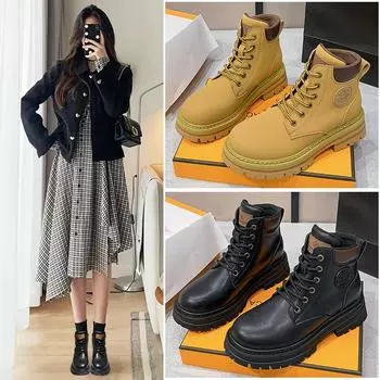 Зимние женские сапоги Martin из бархата, осенние и зимние кожаные сапоги из ревеня, новые женские сапоги с завышенной средней частью голенища 33