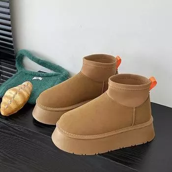 Зимние женские сапоги на платформе, женские теплые плюшевые зимние сапоги, утолщенные зимние женские сапоги, хлопковая обувь на плоской подошве, нескользящие Botas Mujer I10 35
