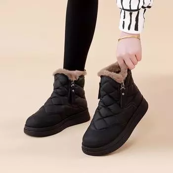 Зимние женские сапоги, новые зимние бархатные утолщенные теплые высокие сапоги на платформе из хлопка, зимние сапоги D 35 чёрный