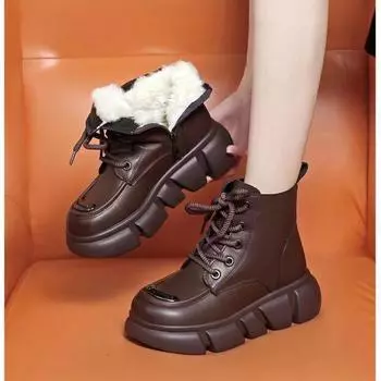 Зимние женские сапоги Plus Velvet Warm с толстой подошвой из хлопка 40 чёрный