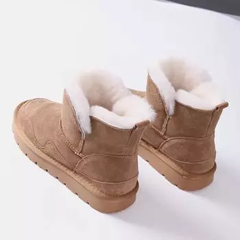 Зимние женские сапоги с меховой отделкой, новый стиль, теплые, на толстой подошве, нескользящие, большие хлопковые ботинки, короткие сапоги 35