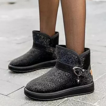 Зимние женские сапоги Водонепроницаемые зимние сапоги Женские теплые полусапожки с утолщенной меховой подкладкой и нескользящей подошвой 36 коричневый