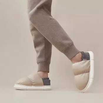 Зимние женские тапочки из искусственной кожи, теплая плюшевая уличная мужская обувь, домашние нескользящие домашние нескользящие шлепанцы на толстой подошве, непромокаемые зимние сапоги 35-36 хаки