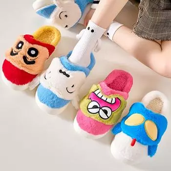Зимние женские тапочки с рисунком персонажа из мультфильма MD Bottom Half Slippers с бархатом и хлопком 36/37 темно-красного
