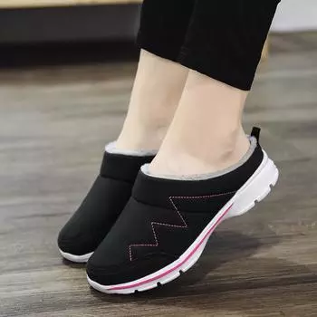 Зимние женские тапочки-слайды, мягкие мюли, лоферы, водонепроницаемые повседневные женские сабо, большие размеры для женщин, слипоны EU:36 чёрный