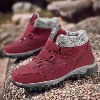 Зимние женские теплые бархатные сапоги для снега с высоким берцем и толстой подошвой женские хлопковые туфли 36-42 36 чёрный