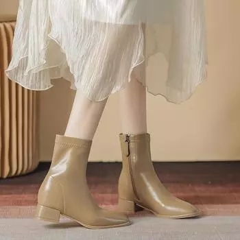 Зимние женские теплые ботильоны модные квадратные носки женские элегантные квадратные низкие каблуки короткие ботинки женские роскошные ботинки челси 31