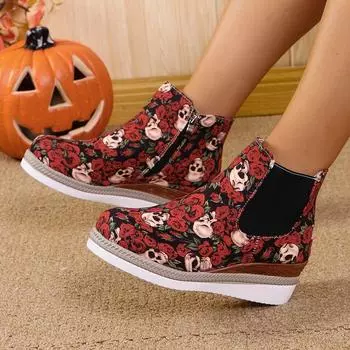 Зимние женские теплые ботинки челси с черепом 36 белый