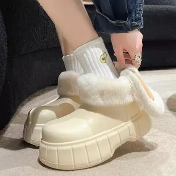 Зимние женские теплые дождевые сапоги резиновые сапоги женские утепленные галоши с мехом резиновые сапоги до щиколотки водонепроницаемые садовые сапоги для отдыха на воде обувь 36-37