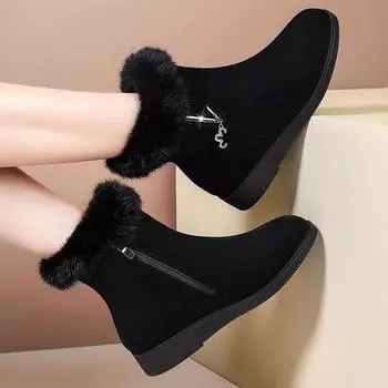 Зимние женские теплые кроссовки, зимние ботинки на платформе, ботильоны, женская повседневная обувь, женские ботильоны на молнии, женские ботинки 41 чёрный