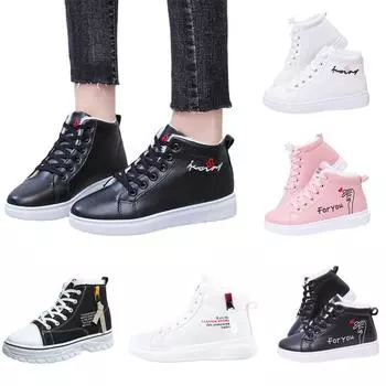 Зимние женские теплые плюшевые меховые повседневные туфли 2024 года, новые женские кроссовки на шнуровке, зимние ботильоны, водонепроницаемая женская обувь на платформе 35