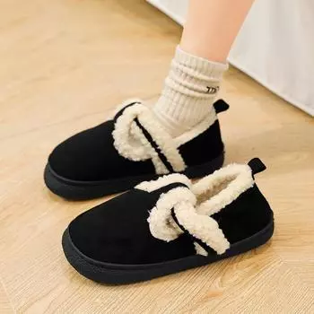 Зимние женские теплые плюшевые удобные туфли новые женские черные уличные туфли с хлопковой подкладкой 35-36