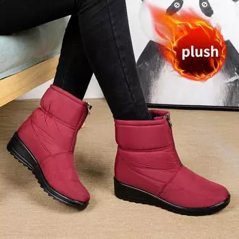 Зимние женские теплые плюшевые зимние сапоги, противоскользящие водонепроницаемые женские ботинки, уличные женские ботинки 35 красный
