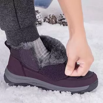 Зимние женские теплые туфли на танкетке, женские повседневные ботинки на платформе, нескользящие, водонепроницаемые, удобные, универсальные, для ходьбы, для женщин 36 фиолетовый