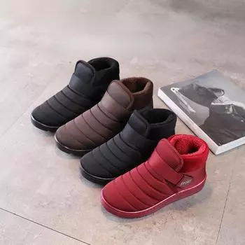 Зимние женские теплые зимние ботинки из флиса, легкие женские ботильоны, женская повседневная обувь без шнуровки на плоской подошве, плюшевые ботинки 37 красный