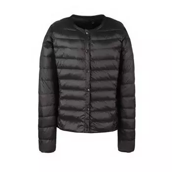 Зимние женские ультра легкие белые утиные пуховые куртки короткие тонкие повседневные теплые пуховые пальто S чёрный