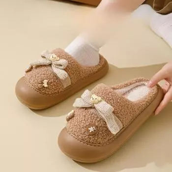 Зимние женские уличные меховые тапочки 36-37 хаки