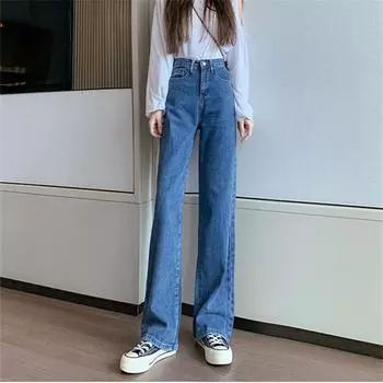 Зимние женские утепленные эластичные флисовые широкие прямые джинсы, женские теплые джинсы с высокой талией, женские винтажные джинсовые корейские брюки XS бежевый