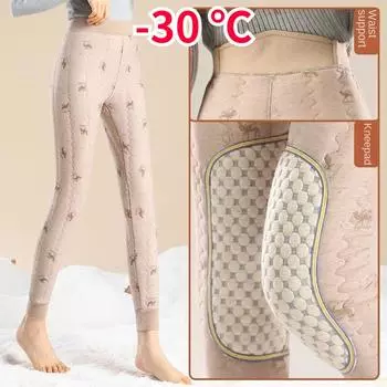 Зимние женские утепленные леггинсы, толстые брюки с высокой талией, женские термолеггинсы, морозостойкие брюки M