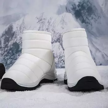 Зимние женские зимние ботинки 35–42, кашемировые, теплые, противоскользящие, износостойкие, водонепроницаемые, женская зимняя обувь с высоким цилиндром 36 белый