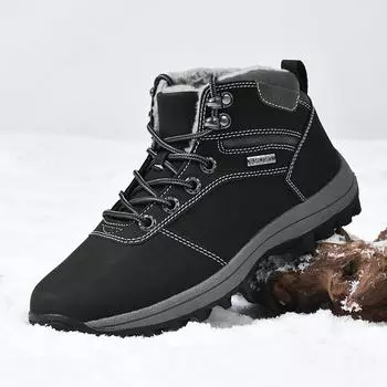 Зимние женские зимние ботинки большого размера для активного отдыха на толстой подошве, нескользящие, унисекс, хлопковые ботинки, мужские флисовые походные ботинки, зимние кроссовки 37 розовый