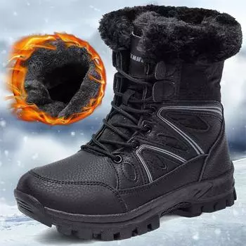Зимние женские зимние ботинки, кашемировые, теплые, противоскользящие, износостойкие, водонепроницаемые, женская зимняя обувь с высоким цилиндром 35 чёрный