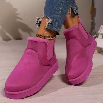 Зимние женские зимние ботинки, плюшевые теплые нескользящие непромокаемые женские кроссовки на плоской подошве, повседневные женские ботильоны без шнуровки, Botas Mujer