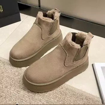 Зимние женские зимние ботинки, плюшевые теплые нескользящие непромокаемые женские кроссовки на плоской подошве, повседневные женские ботильоны без шнуровки, Botas Mujer
